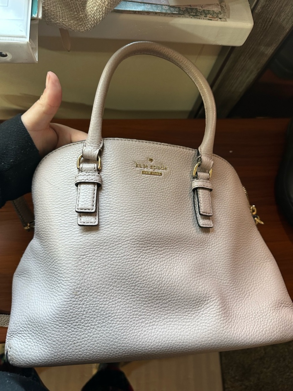 kate spade pebble leather satchel in pale blush